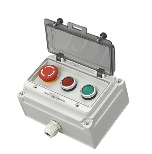 AC220V Druckknopf-Steuerschalterkasten Not-Aus-Start-Kontrollleuchte Selbstwiederherstellungsschalter Anschlussdose(Gold) von PEGGMZYX
