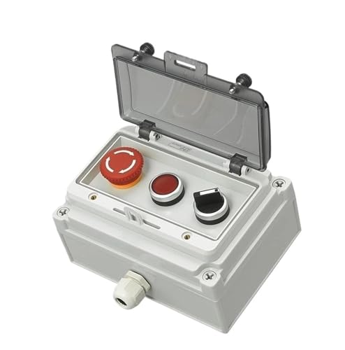 AC220V Druckknopf-Steuerschalterkasten Not-Aus-Start-Kontrollleuchte Selbstwiederherstellungsschalter Anschlussdose(Green) von PEGGMZYX