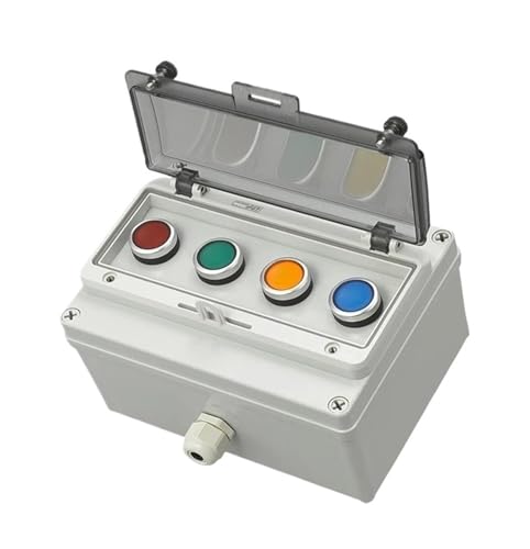 AC220V Druckknopf-Steuerschalterkasten Not-Aus-Start-Kontrollleuchte Selbstwiederherstellungsschalter Anschlussdose(Orange) von PEGGMZYX