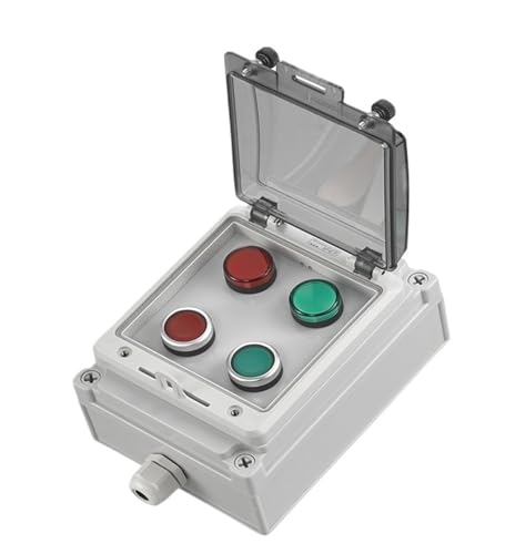 AC220V Druckknopf-Steuerschalterkasten Not-Aus-Start-Kontrollleuchte Selbstwiederherstellungsschalter Anschlussdose(Silver) von PEGGMZYX