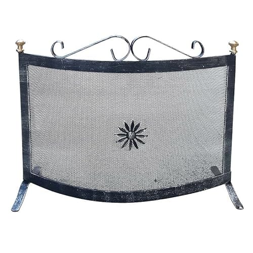PEGORARO Funkenschutz aus Schmiedeeisen mit gebogener Platte, 60 x Höhe 46 cm von PEGORARO