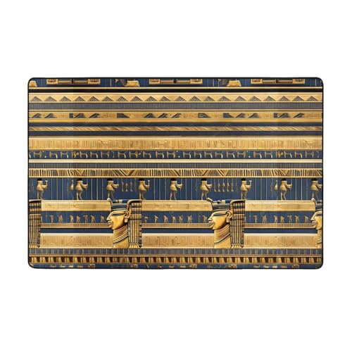 Ägyptische Pharaonische Fresken weicher Flanell-Teppich, 152,4 x 99,1 cm, rutschfester Memory-Schaum, ideal für Wohnzimmer und Büro. von PEGQCVAM