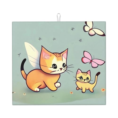 Abtropfmatte für die Küche mit Katzenmotiv, wasserabsorbierend, schnell trocknend, rutschfest, geeignet für Geschirr, einfach zu lagern und zu reinigen. Abtropfmatte für die Küche mit Katzenmotiv, wasserabsorbierend, schnell trocknend, rutschfest, geeignet für Geschirr, einfach zu lagern und zu reinigen. von PEGQCVAM