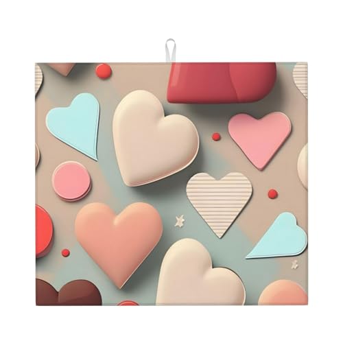 Abtropfmatte mit Liebesmuster für Küche, wasserabsorbierend, schnell trocknend, rutschfest, geeignet für Geschirr, einfach zu lagern und zu reinigen. Abtropfmatte mit Liebesmuster für Küche, wasserabsorbierend, schnell trocknend, rutschfest, geeignet für Geschirr, einfach zu lagern und zu reinigen. von PEGQCVAM