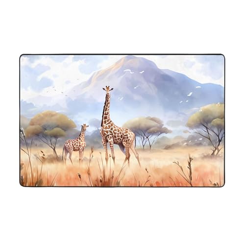 Afrikanische Savannen-Giraffe, weicher Flanell-Teppich, 152,4 x 99,1 cm, rutschfester Memory-Schaum, ideal für Wohnzimmer und Büro von PEGQCVAM