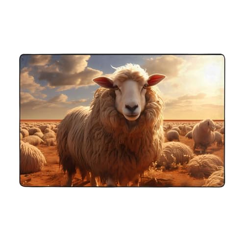 Australisches Schaf, weicher Flanell-Teppich, 152,4 x 99,1 cm, rutschfester Memory-Schaum, ideal für Wohnzimmer und Büro. Australisches Schaf, weicher Flanell-Teppich, 152,4 x 99,1 cm, rutschfester Memory-Schaum, ideal für Wohnzimmer und Büro. von PEGQCVAM