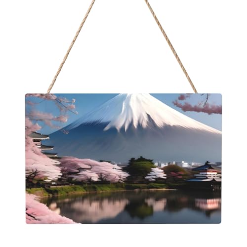 Berg Fuji im frühen Frühling, rechteckig, 20,3 x 30,5 cm, elegante, moderne Wanddekoration, um Ihren Raum zu verschönern. von PEGQCVAM