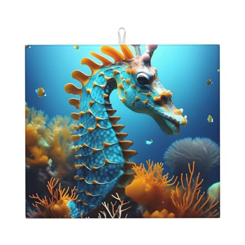 Blue Seepferdchen Abtropfmatte für Küche Wasserabsorbierend, schnell trocknend, rutschfest, geeignet für Geschirr, einfach zu lagern und zu reinigen. Blue Seepferdchen Abtropfmatte für Küche Wasserabsorbierend, schnell trocknend, rutschfest, geeignet für Geschirr, einfach zu lagern und zu reinigen. von PEGQCVAM