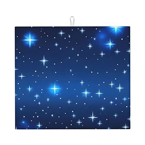 Blue Star Pattern Abtropfmatte für Küche Wasserabsorbierend, schnell trocknend, rutschfest, geeignet für Geschirr, einfach zu lagern und zu reinigen. von PEGQCVAM