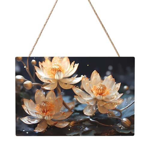Böhmisches weißes Lotusbild, rechteckig, 20,3 x 30,5 cm, elegante, moderne Wanddekoration, um Ihren Raum zu verschönern. von PEGQCVAM
