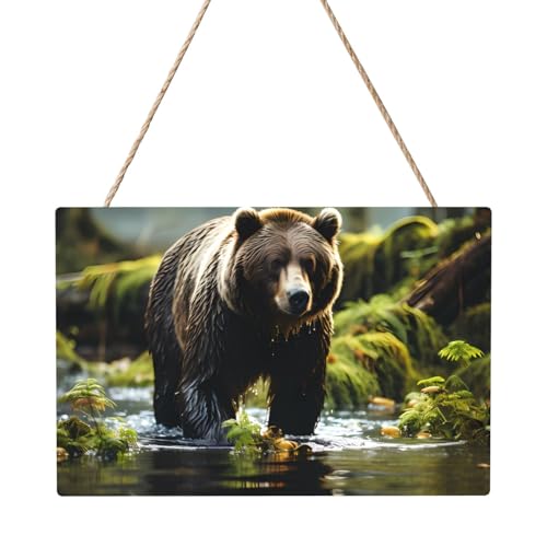 Brown Bear Pounce Rechteckiges Paneelgemälde 20,3 x 30,5 cm Elegante, moderne Wanddekoration für Ihr Zuhause zur Verschönerung Ihres Raumes von PEGQCVAM