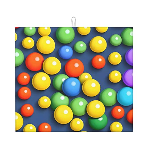 Bunte Bälle Abtropfmatte für die Küche Wasserabsorbierend, schnell trocknend, rutschfest, geeignet für Geschirr, einfach zu lagern und zu reinigen. von PEGQCVAM