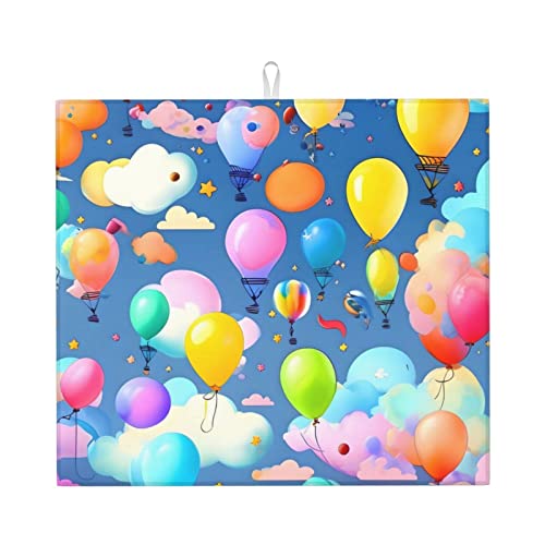Bunte Luftballon-Trockenmatte für die Küche. Wasserabsorbierend, schnell trocknend, rutschfest, geeignet für Geschirr, einfach zu lagern und zu reinigen. von PEGQCVAM