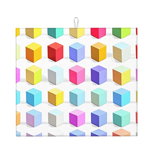 Bunte Würfel Abtropfmatte für Küche Wasserabsorbierend, schnell trocknend, rutschfest, geeignet für Geschirr, einfach zu lagern und zu reinigen. Bunte Würfel Abtropfmatte für Küche Wasserabsorbierend, schnell trocknend, rutschfest, geeignet für Geschirr, einfach zu lagern und zu reinigen. von PEGQCVAM