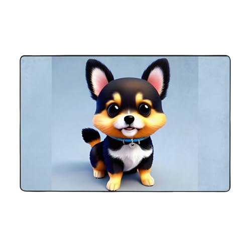 Card Love Fancy Puppy weicher Flanell-Teppich, 152,4 x 99,1 cm, rutschfester Memory-Schaum, ideal für Wohnzimmer und Büro von PEGQCVAM