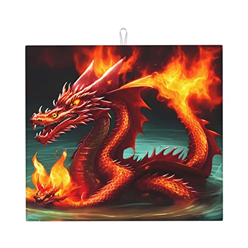 Drachenkönig in Feuer Abtropfmatte für Küche Wasserabsorbierend, schnell trocknend, rutschfest, geeignet für Geschirr, leicht zu lagern und zu reinigen. Drachenkönig in Feuer Abtropfmatte für Küche Wasserabsorbierend, schnell trocknend, rutschfest, geeignet für Geschirr, leicht zu lagern und zu reinigen. von PEGQCVAM
