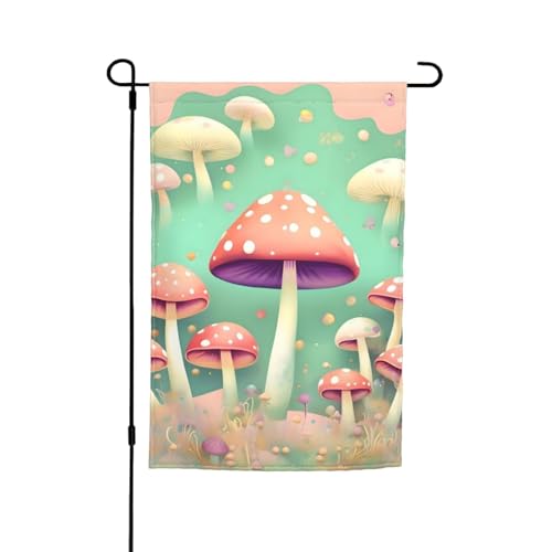 Dream Mushroom Gartenflagge, 30,5 x 45,7 cm, helle, doppelseitige Outdoor-Dekoration bringt Spaß in Ihren Hof. von PEGQCVAM