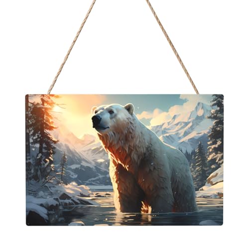 Eisbär im Winter, rechteckig, 20,3 x 30,5 cm, elegante, moderne Wanddekoration, um Ihren Raum zu verschönern von PEGQCVAM