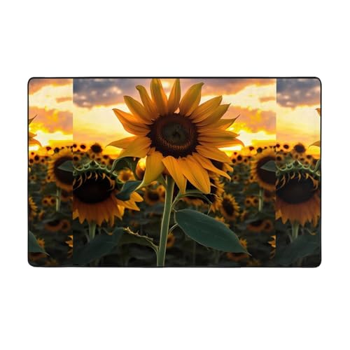 Farm Sunflower weicher Flanell-Teppich, 152,4 x 99,1 cm, rutschfester Memory-Schaum, ideal für Wohnzimmer und Büro von PEGQCVAM