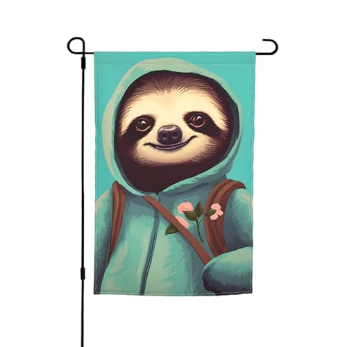 Faultierische Gartenflagge für Studenten, 30,5 x 45,7 cm. Helle, doppelseitige Outdoor-Dekoration bringt Spaß in Ihren Hof. von PEGQCVAM
