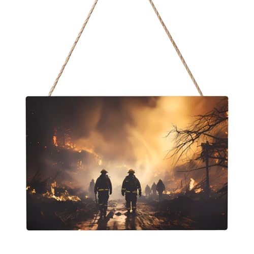 Feuerwehrleute bekämpfen Feuer, rechteckig, 20,3 x 30,5 cm, elegante, moderne Wanddekoration, um Ihren Raum zu verschönern von PEGQCVAM