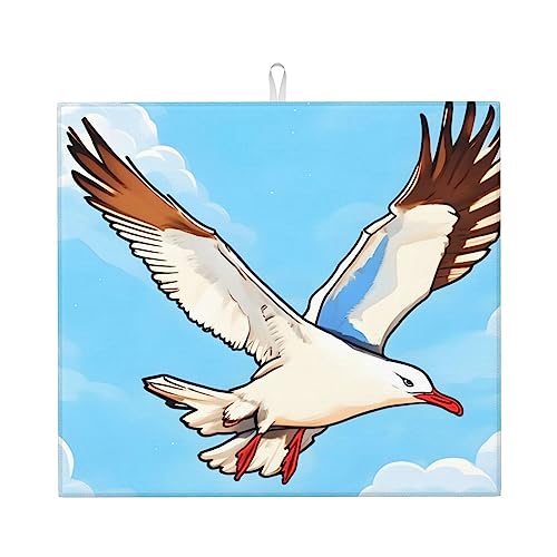 Flying Seagulls Abtropfmatte für Küche Wasserabsorbierend, schnell trocknend, rutschfest, geeignet für Geschirr, einfach zu lagern und zu reinigen. von PEGQCVAM