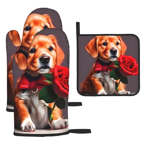 Gentleman-Like Hunde-Ofenhandschuhe und Topflappen-Sets. Hitzebeständig, für Küche und Grill. von PEGQCVAM