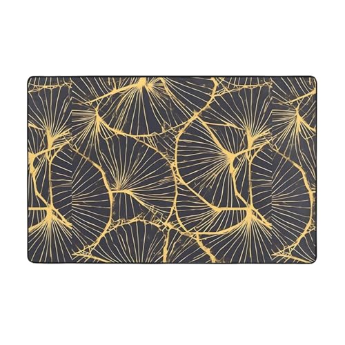 Golden Leaf weicher Flanell-Teppich, 152,4 x 99,1 cm, rutschfester Memory-Schaum, ideal für Wohnzimmer und Büro. von PEGQCVAM