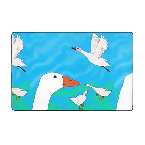 Happy White Goose weicher Flanell-Teppich, 152,4 x 99,1 cm, rutschfester Memory-Schaum, ideal für Wohnzimmer und Büro. von PEGQCVAM