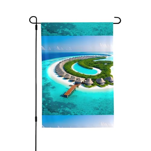 Malediven Landschaftsflagge Geeignet für den Innen- und Außenbereich, perfekt für Haus, Garten, Veranstaltungen und patriotische Displays. von PEGQCVAM