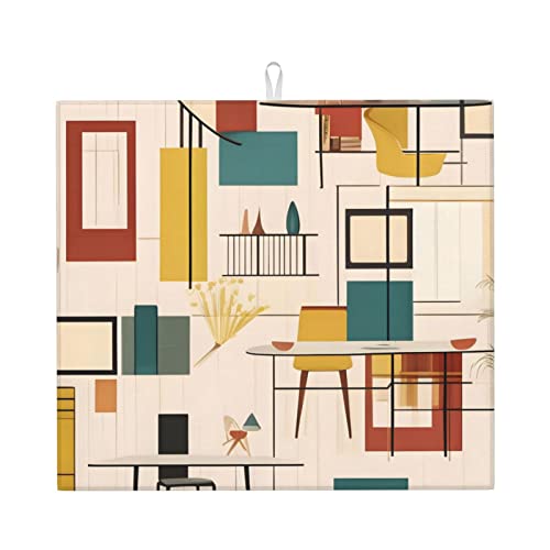 Mid Century Moderne Abtropfmatte für Küche Wasserabsorbierend, schnell trocknend, rutschfest, geeignet für Geschirr, einfach zu lagern und zu reinigen. Mid Century Moderne Abtropfmatte für Küche Wasserabsorbierend, schnell trocknend, rutschfest, geeignet für Geschirr, einfach zu lagern und zu reinigen. von PEGQCVAM