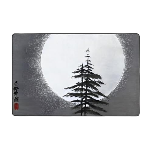 Moon Pine Tree weicher Flanell-Teppich, 152,4 x 99,1 cm, rutschfester Memory-Schaum, ideal für Wohnzimmer und Büro. von PEGQCVAM