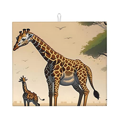 Mutter und Kind Giraffe Abtropfmatte für Küche Wasserabsorbierend, schnell trocknend, rutschfest, geeignet für Geschirr, einfach zu lagern und zu reinigen. Mutter und Kind Giraffe Abtropfmatte für Küche Wasserabsorbierend, schnell trocknend, rutschfest, geeignet für Geschirr, einfach zu lagern und zu reinigen. von PEGQCVAM