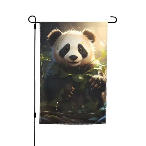 Niedliche Panda-Pflanzen-Gartenflagge, 30,5 x 45,7 cm. Helle, doppelseitige Outdoor-Dekoration bringt Spaß in Ihren Hof. von PEGQCVAM