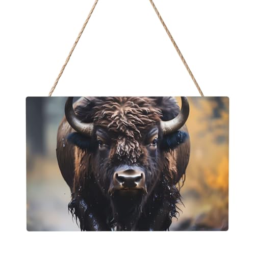 Nordamerikanisches Bison Rechteckiges Paneelgemälde, 20,3 x 30,5 cm, elegante, moderne Wanddekoration für Zuhause, um Ihren Raum zu verschönern von PEGQCVAM