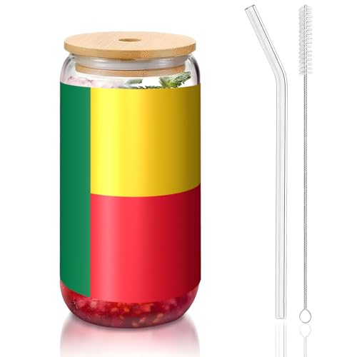 PEGQCVAM Flagge Benin Bambusdeckel und Strohhalmbecher, BPA-frei, wiederverwendbar, mit Bambusdeckel und Glasstrohhalm für heiße oder kalte Getränke, 473 ml PEGQCVAM Flagge Benin Bambusdeckel und Strohhalmbecher, BPA-frei, wiederverwendbar, mit Bambusdeckel und Glasstrohhalm für heiße oder kalte Getränke, 473 ml von PEGQCVAM