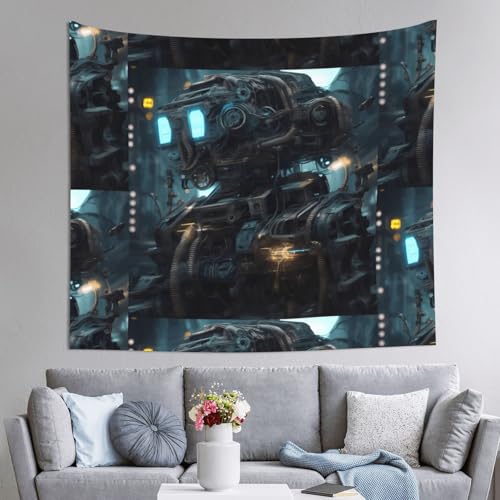 PEGQCVAM Future Robot Tapisserie 152,4 x 129,5 cm Horizontaler Bohemian-Wandbehang mit Haken, Wohnheim-Dekor, Stranddecke, Picknickdecke von PEGQCVAM