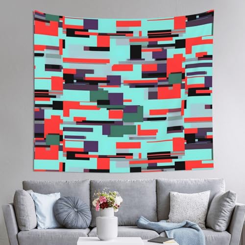 PEGQCVAM Gestreifter Kombinations-Tapisserie 152,4 x 129,5 cm Horizontaler Bohemian-Wandbehang mit Haken, Wohnheim-Dekor, Stranddecke, Picknickdecke. von PEGQCVAM