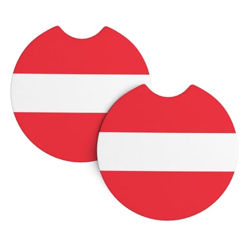 PEGQCVAM Getränkehalter-Matten mit Österreichischer Flagge, 2 Stück, Neopren, rutschfest, wasserdicht, geeignet für Autos, LKWs und SUVs. PEGQCVAM Getränkehalter-Matten mit Österreichischer Flagge, 2 Stück, Neopren, rutschfest, wasserdicht, geeignet für Autos, LKWs und SUVs. von PEGQCVAM