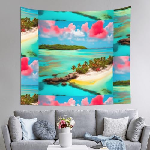 PEGQCVAM Karibiklandschaft Wandteppich 152,4 x 129,5 cm Horizontaler Bohemian-Wandbehang mit Haken, Wohnheim-Dekor, Stranddecke, Picknickdecke PEGQCVAM Karibiklandschaft Wandteppich 152,4 x 129,5 cm Horizontaler Bohemian-Wandbehang mit Haken, Wohnheim-Dekor, Stranddecke, Picknickdecke von PEGQCVAM