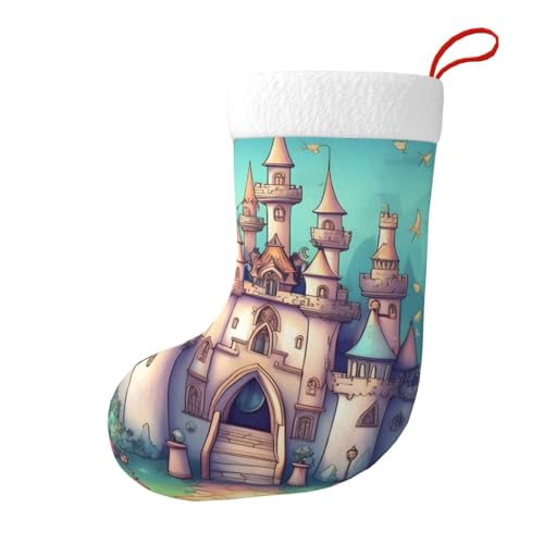 PEGQCVAM Klassische Schloss-Weihnachtsstrümpfe.Ein Muss für Weihnachtsfamilien, geeignet für Feiertagsdekoration.Eine warme Urlaubsatmosphäre. von PEGQCVAM