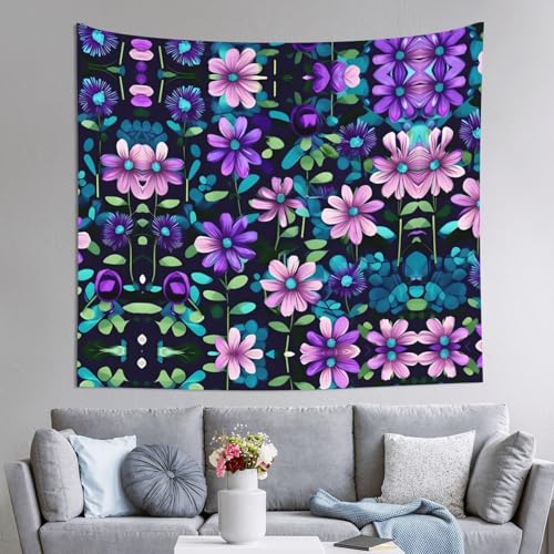 PEGQCVAM Lila Camellia Tapisserie 152,4 x 129,5 cm Horizontaler Bohemian-Wandbehang mit Haken, Wohnheimdekor, Stranddecke, Picknickdecke von PEGQCVAM