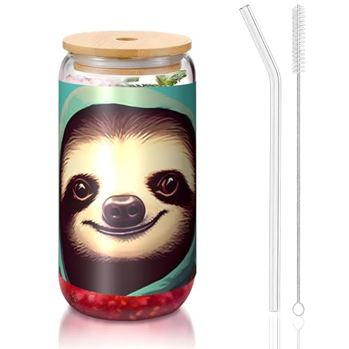PEGQCVAM Slothful Student Bambusdeckel und Strohhalmbecher, BPA-frei, wiederverwendbarer Trinkbecher mit Bambusdeckel und Glasstrohhalm für heiße oder kalte Getränke, 473 ml PEGQCVAM Slothful Student Bambusdeckel und Strohhalmbecher, BPA-frei, wiederverwendbarer Trinkbecher mit Bambusdeckel und Glasstrohhalm für heiße oder kalte Getränke, 473 ml von PEGQCVAM