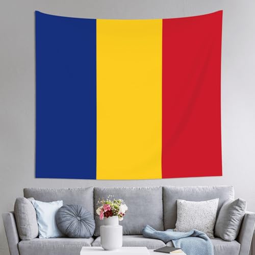 PEGQCVAM Wandteppich Flagge Rumäniens 152,4 x 129,5 cm Horizontaler Bohemian-Wandbehang mit Haken, Wohnheim-Dekor, Stranddecke, Picknickdecke von PEGQCVAM