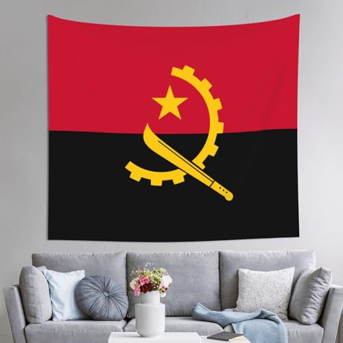 PEGQCVAM Wandteppich mit Angola-Flagge, 152,4 x 129,5 cm, horizontal, Bohemian-Wandbehang mit Haken, Schlafsaal-Dekor, Stranddecke, Picknickdecke. von PEGQCVAM