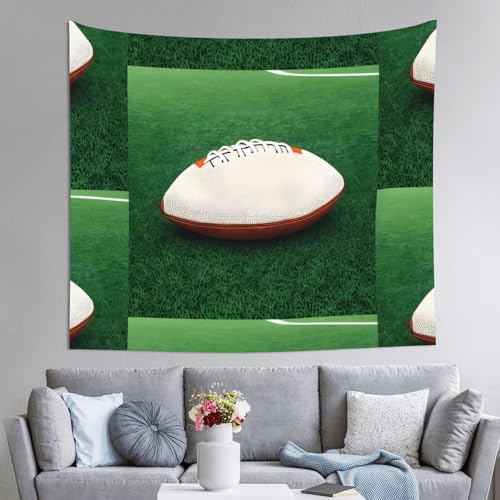 PEGQCVAM Weißer Rugbyball-Wandteppich, 152,4 x 129,5 cm, horizontal, Bohemian-Wandbehang mit Haken, Wohnheim-Dekor, Stranddecke, Picknickdecke. PEGQCVAM Weißer Rugbyball-Wandteppich, 152,4 x 129,5 cm, horizontal, Bohemian-Wandbehang mit Haken, Wohnheim-Dekor, Stranddecke, Picknickdecke. von PEGQCVAM