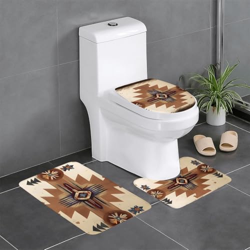 Pegqcvam 3-teiliges Badezimmerteppich-Set mit Indianer-Muster, vollständig bedruckt, weiche rutschfeste Matten, geeignet für Badezimmer, Toiletten und Böden. Pegqcvam 3-teiliges Badezimmerteppich-Set mit Indianer-Muster, vollständig bedruckt, weiche rutschfeste Matten, geeignet für Badezimmer, Toiletten und Böden. von PEGQCVAM