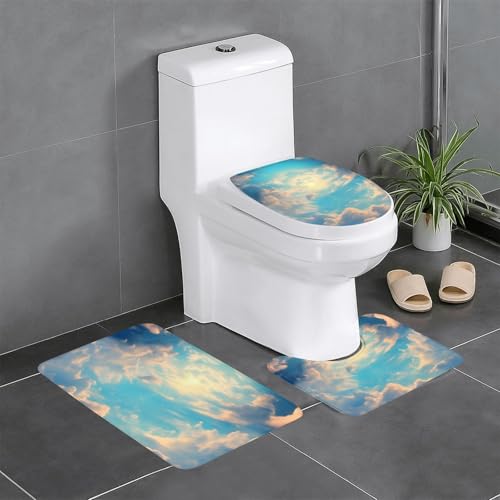 Pegqcvam Cloudy Sky 3-teiliges Badezimmerteppich-Set, vollständig bedruckt, weiche rutschfeste Matten, geeignet für Badezimmer, Toiletten und Böden. Pegqcvam Cloudy Sky 3-teiliges Badezimmerteppich-Set, vollständig bedruckt, weiche rutschfeste Matten, geeignet für Badezimmer, Toiletten und Böden. von PEGQCVAM