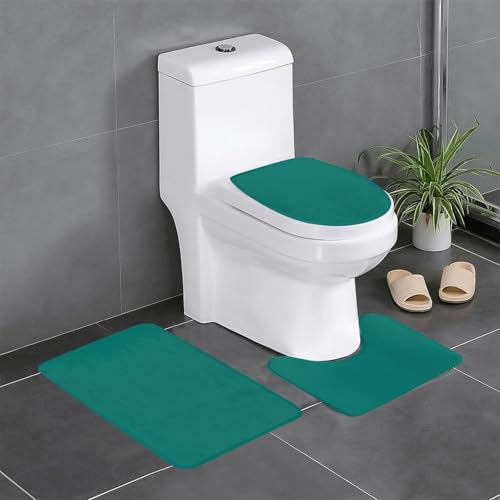Pegqcvam Einfarbiges dunkelgrünes 3-teiliges Badezimmerteppich-Set, vollständig bedruckt, weiche rutschfeste Matten, geeignet für Badezimmer, Toiletten und Böden. Pegqcvam Einfarbiges dunkelgrünes 3-teiliges Badezimmerteppich-Set, vollständig bedruckt, weiche rutschfeste Matten, geeignet für Badezimmer, Toiletten und Böden. von PEGQCVAM