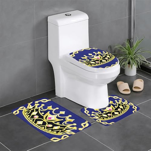 Pegqcvam Fantasy Tiara 3-teiliges Badezimmerteppich-Set, voll bedruckt, weiche rutschfeste Matten, geeignet für Badezimmer, Toiletten und Böden. von PEGQCVAM